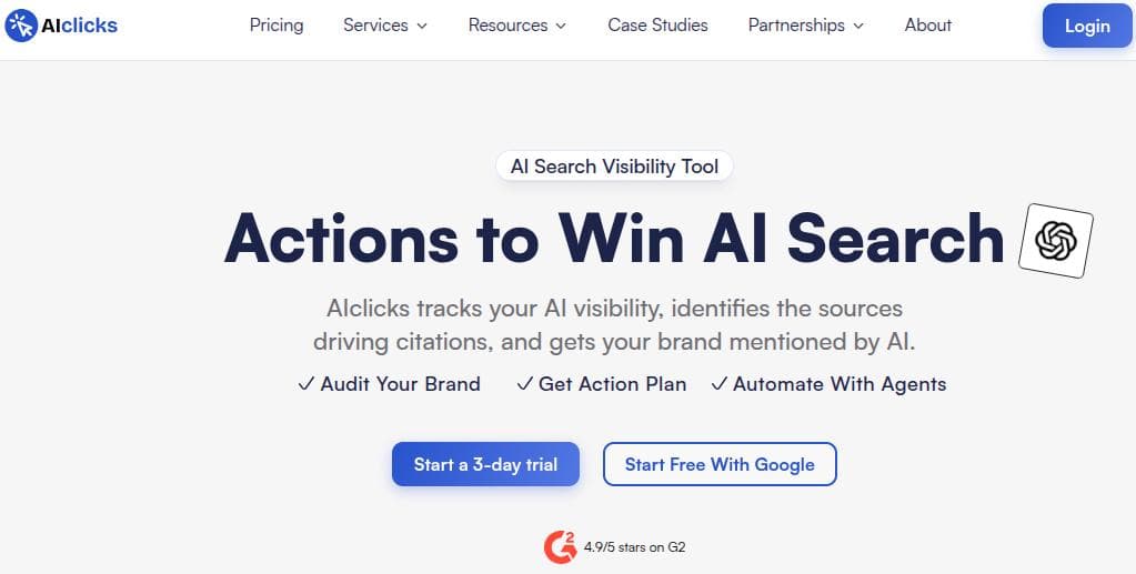 AIclicks.io landing page.