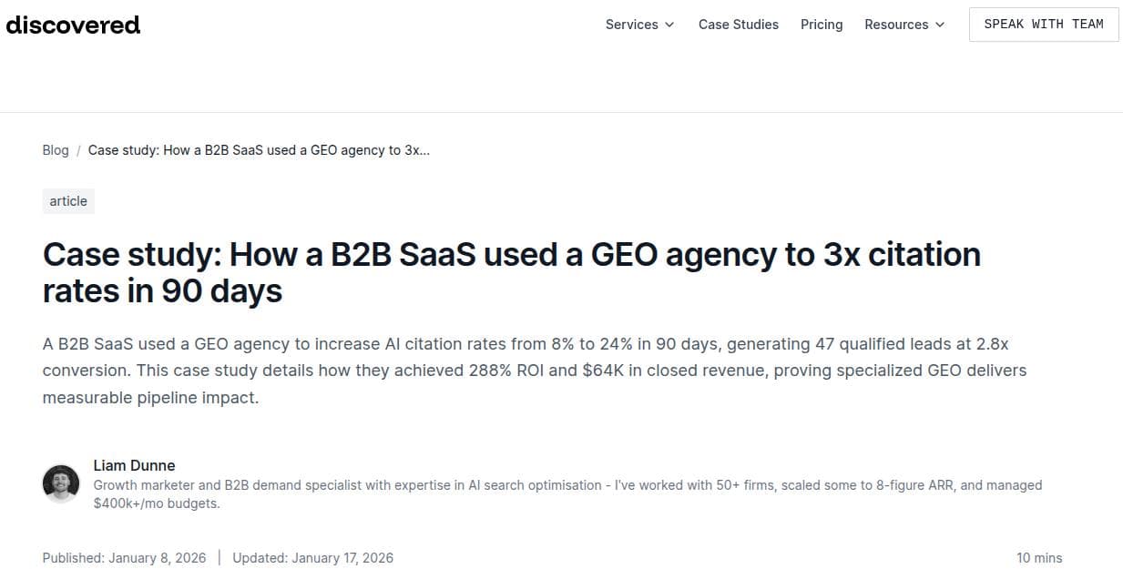 Discovered case study for a project management SaaS.