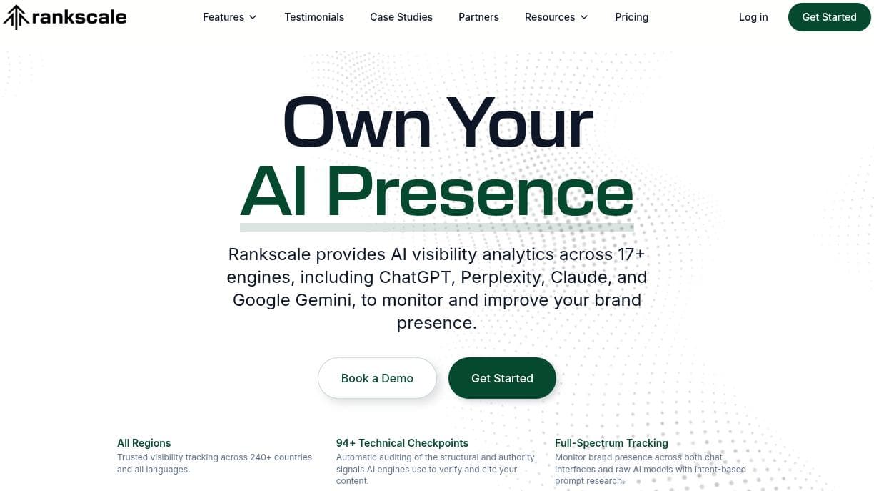 Rankscale AI landing page.
