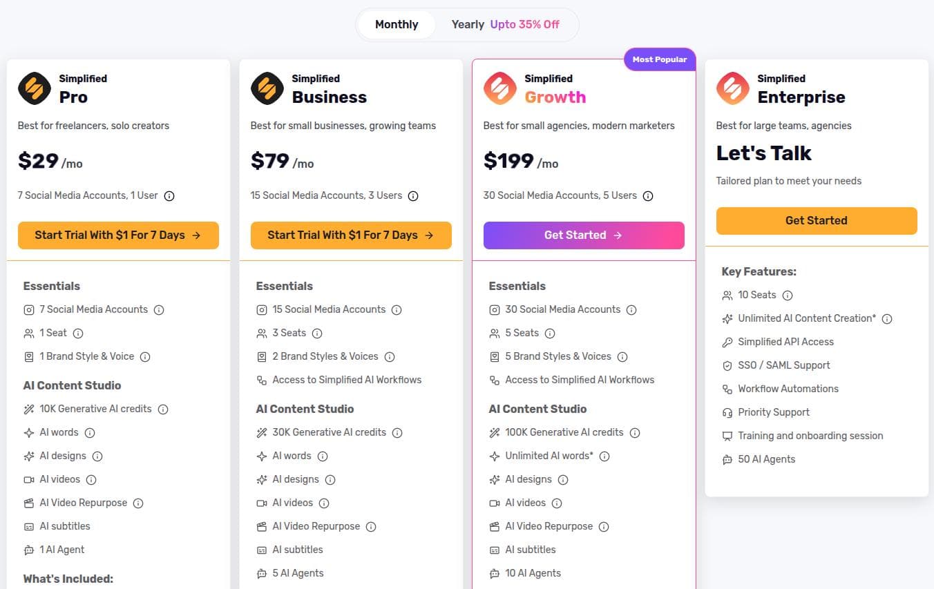 Simplified pricing plans.