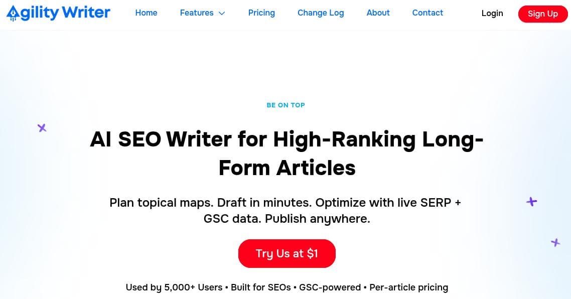 Agility Writer landing page.
