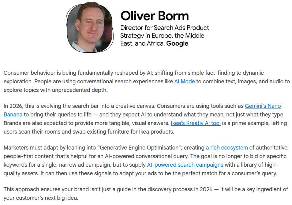 Oliver Borm on digital marketing trends in 2026.