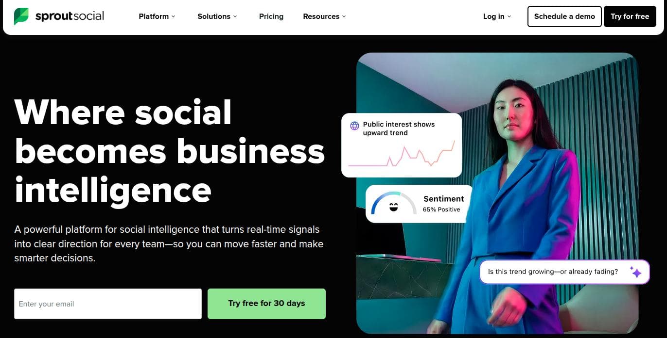 Sprout Social landing page.