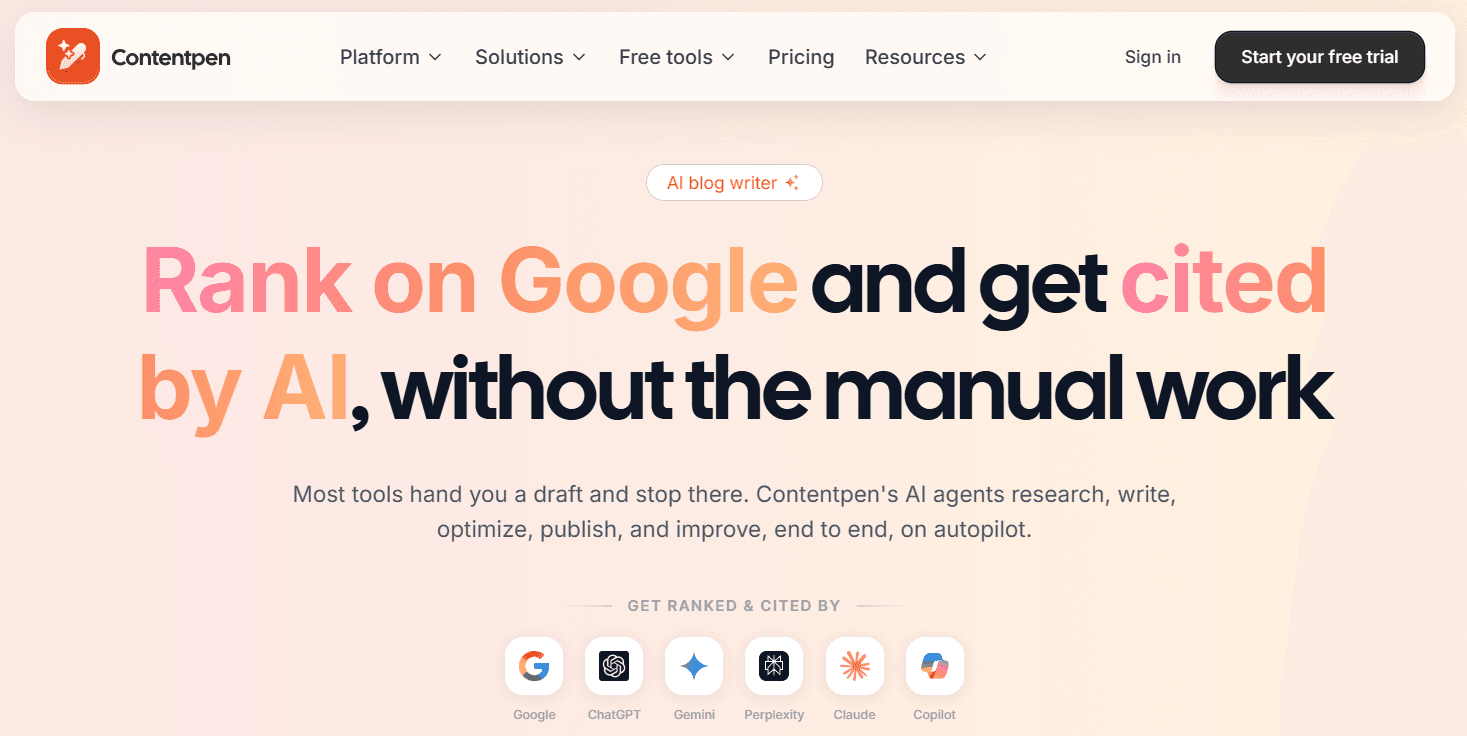 Contentpen landing page.