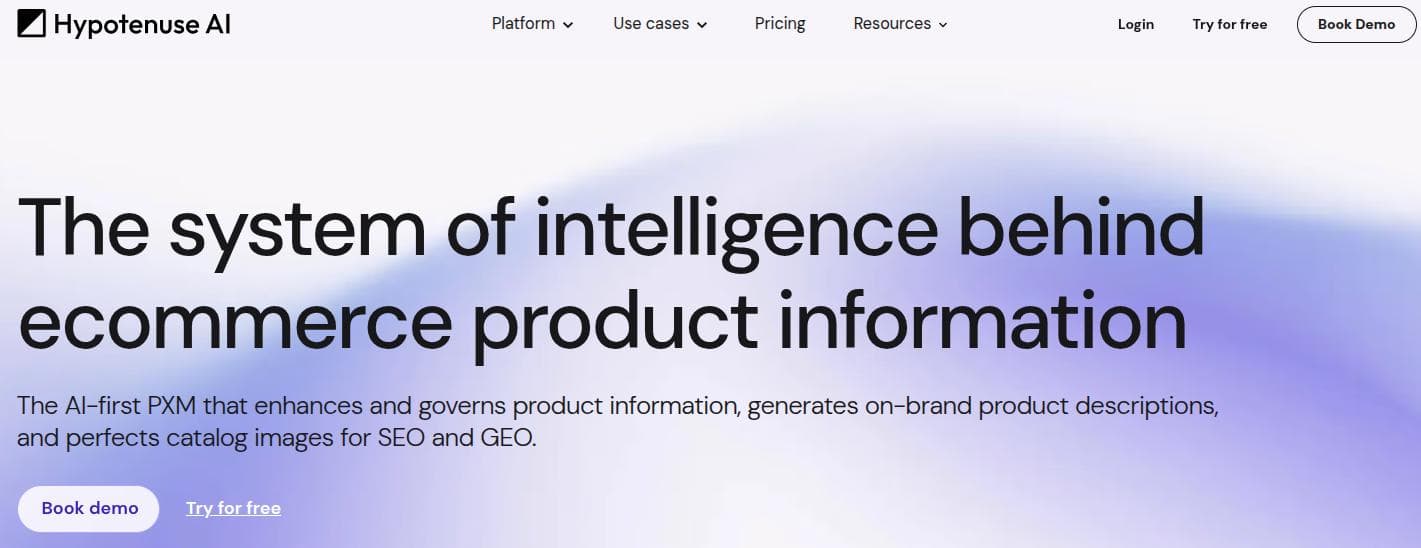 Hypotenuse AI landing page.