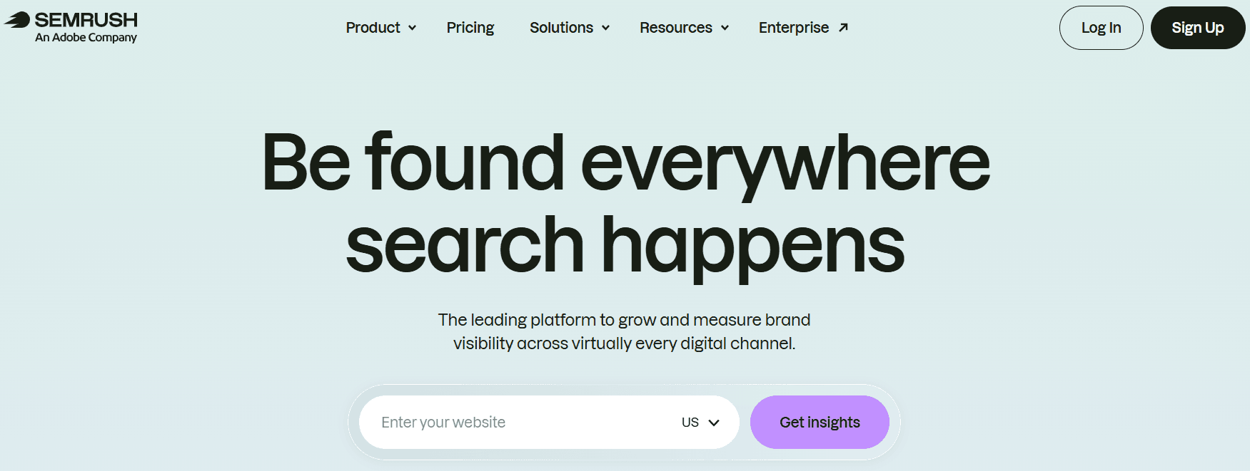 Semrush landing page.