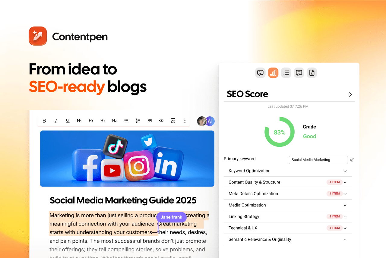 Contentpen for AI and SEO optimized content.