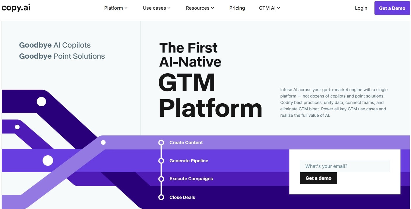 Copy.ai landing page.