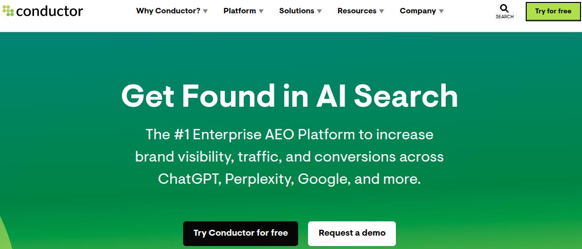 Conductor main landing page.