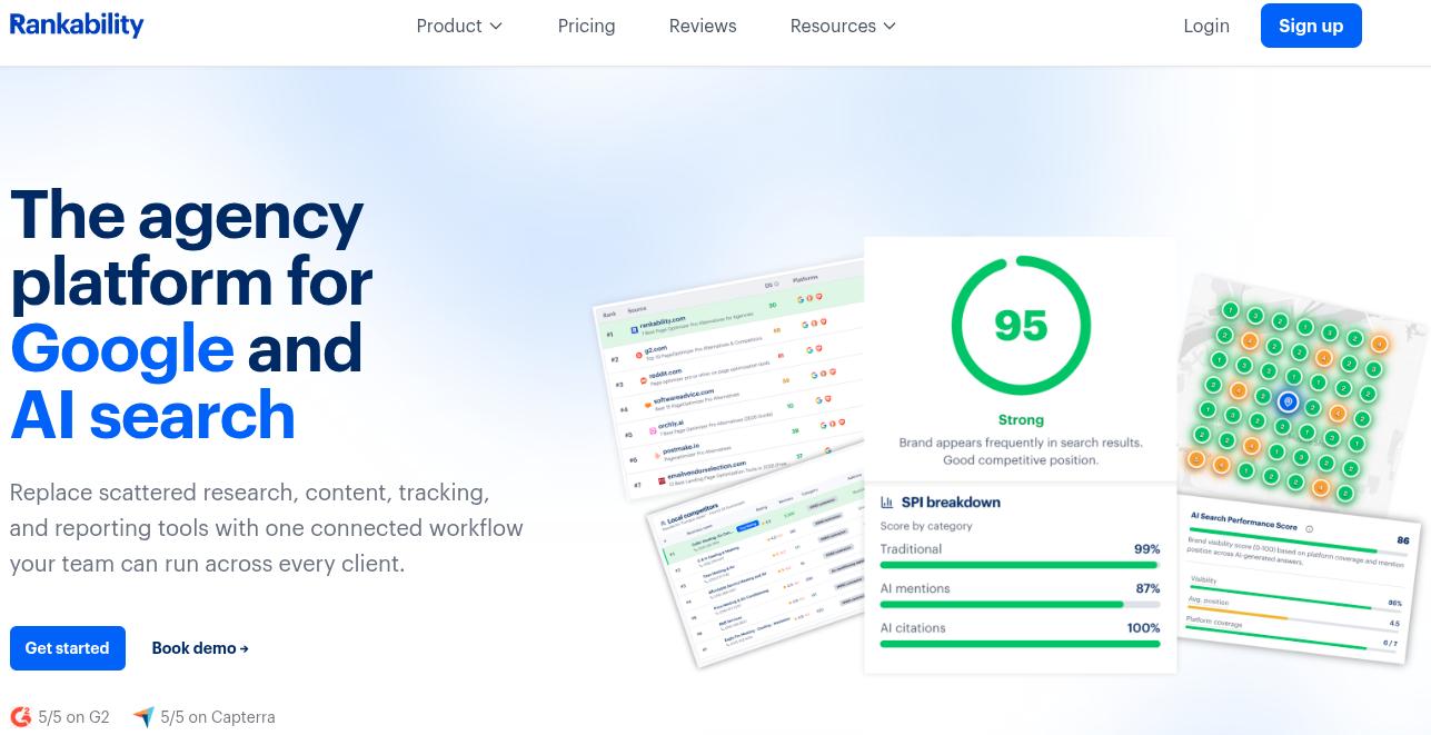 Rankability main landing page.