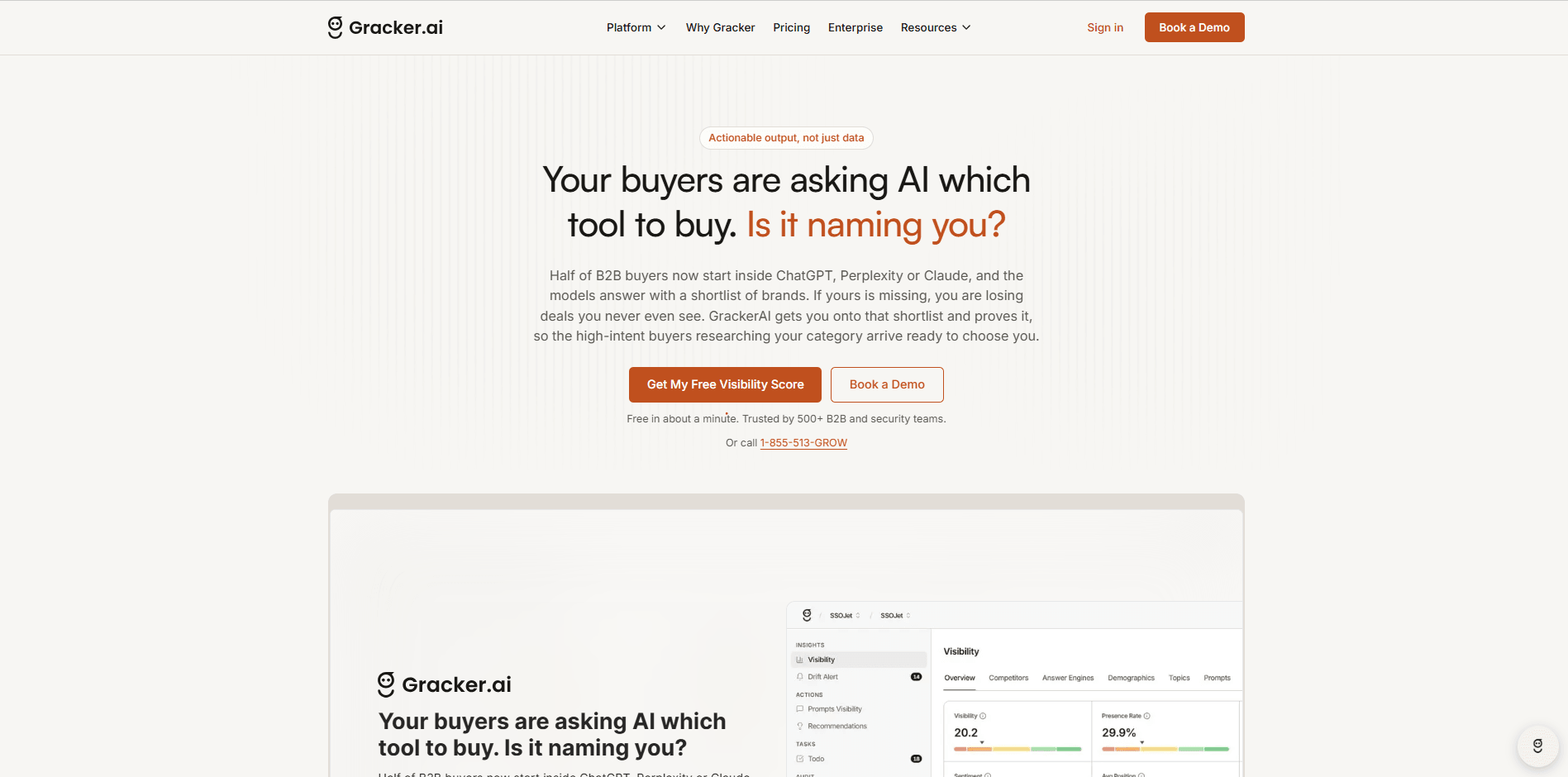 GrackerAI landing page.
