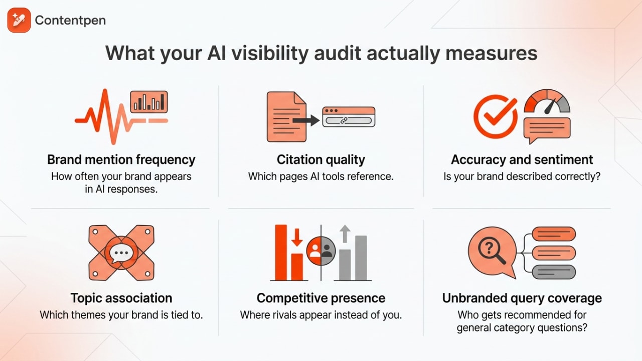 What an AI visibility audit measures?