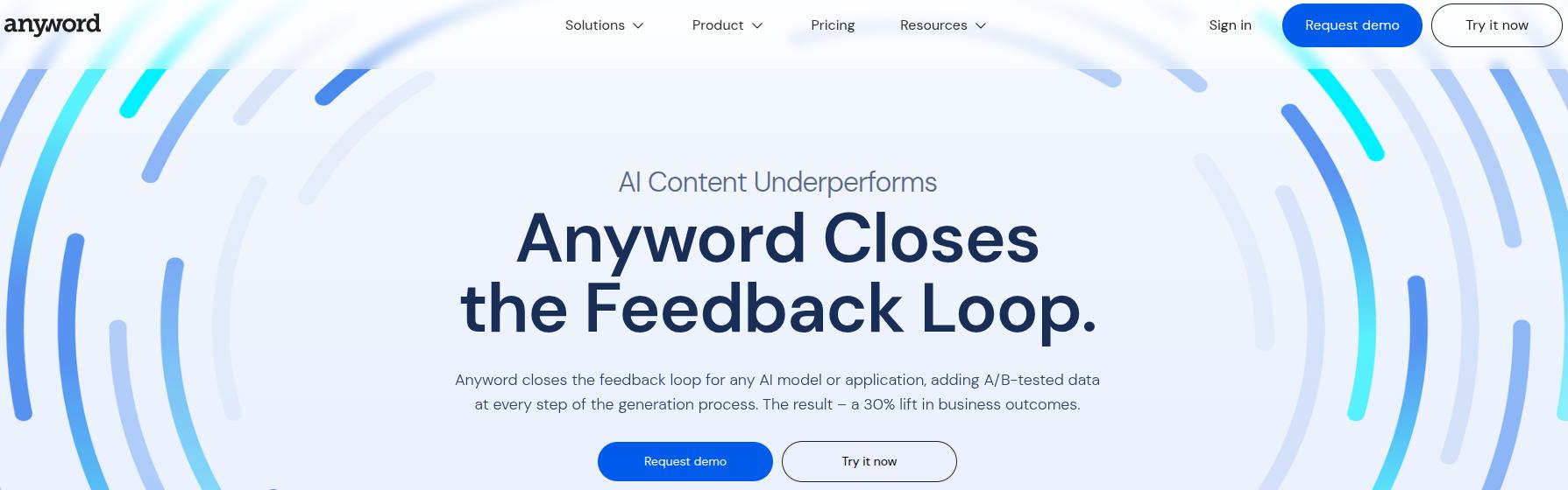 Anyword landing page.