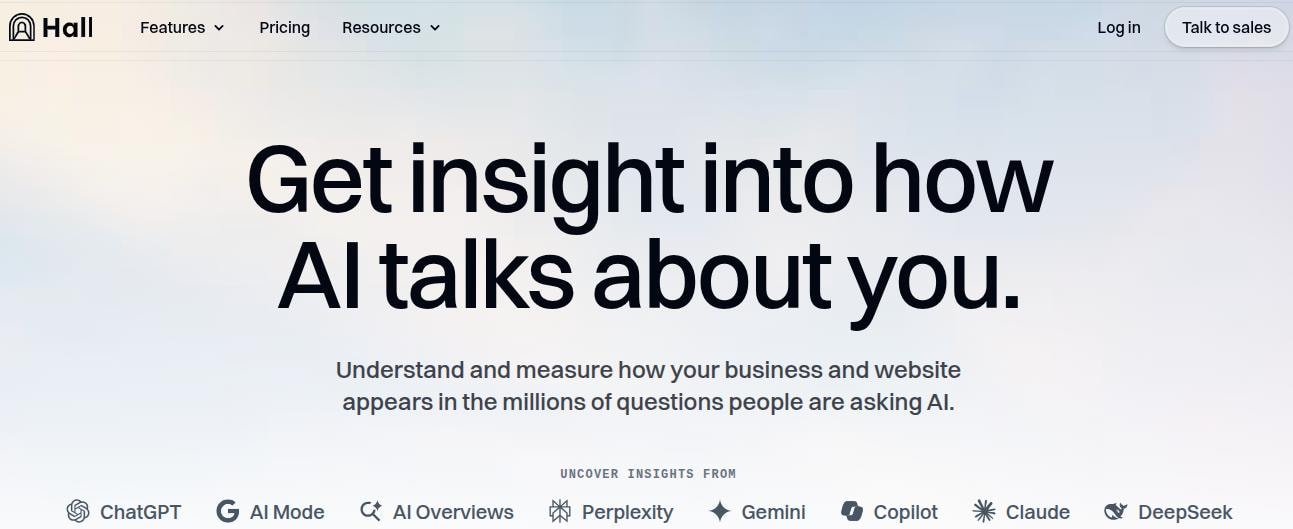 Usehall.com landing page.