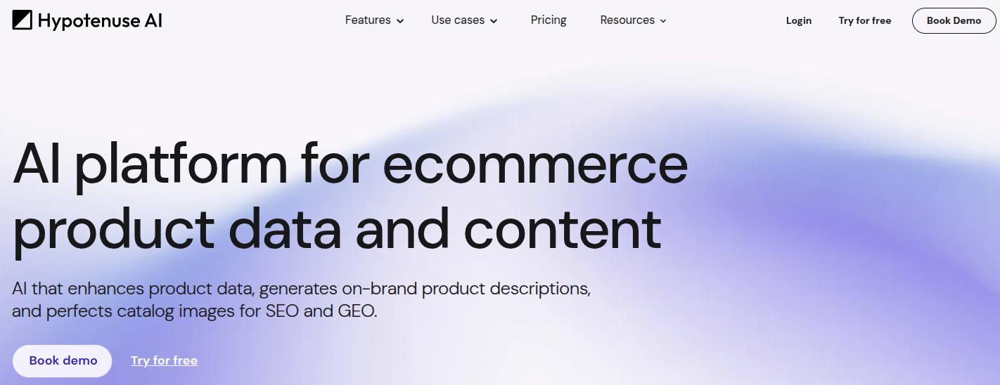 Hypotenuse AI landing page.