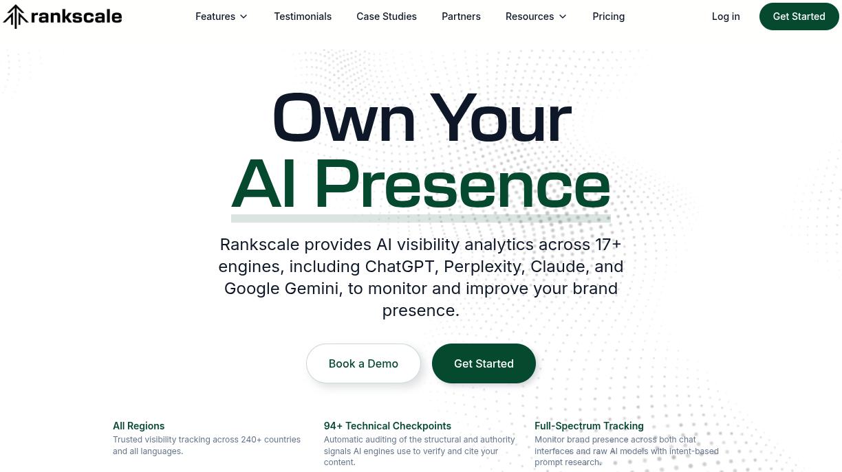 Rankscale AI landing page.