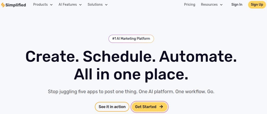 Simplified landing page.