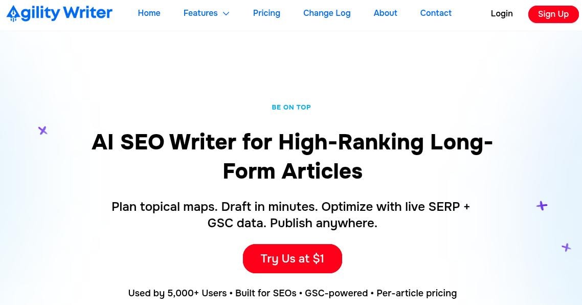 Agility Writer landing page.