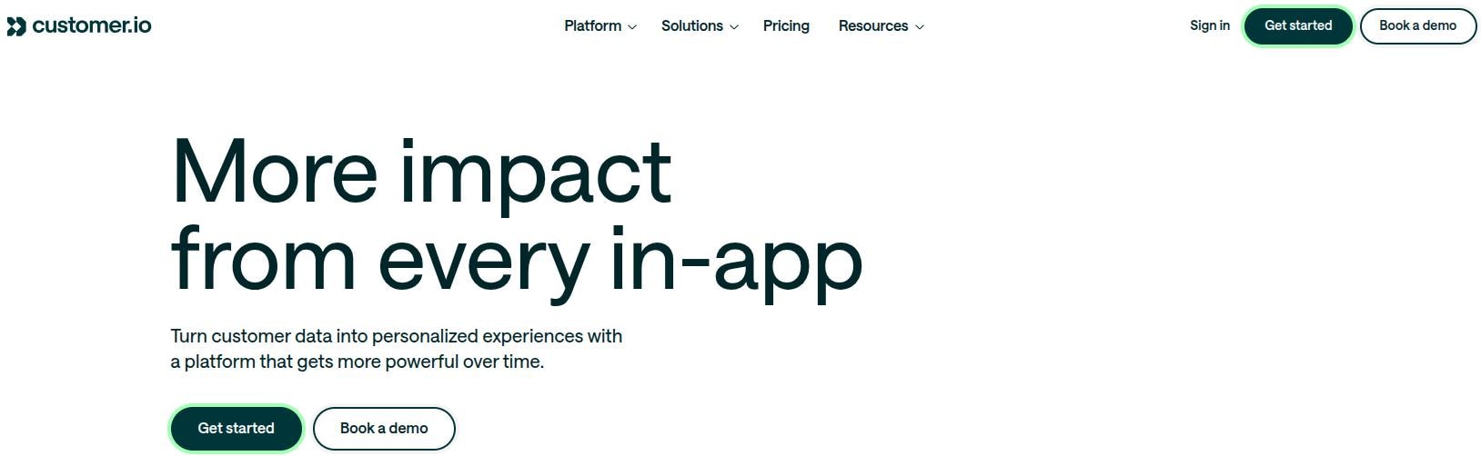 Customer.io landing page.