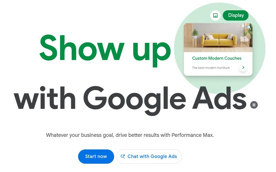 Google Ads landing page.