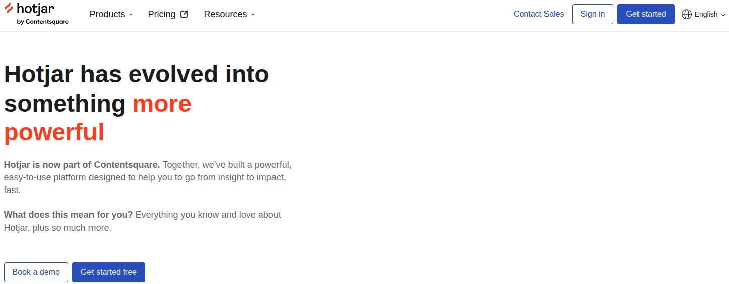 Hotjar landing page.