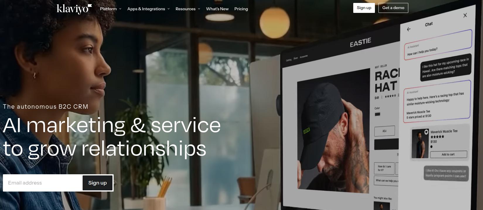 Klaviyo landing page.