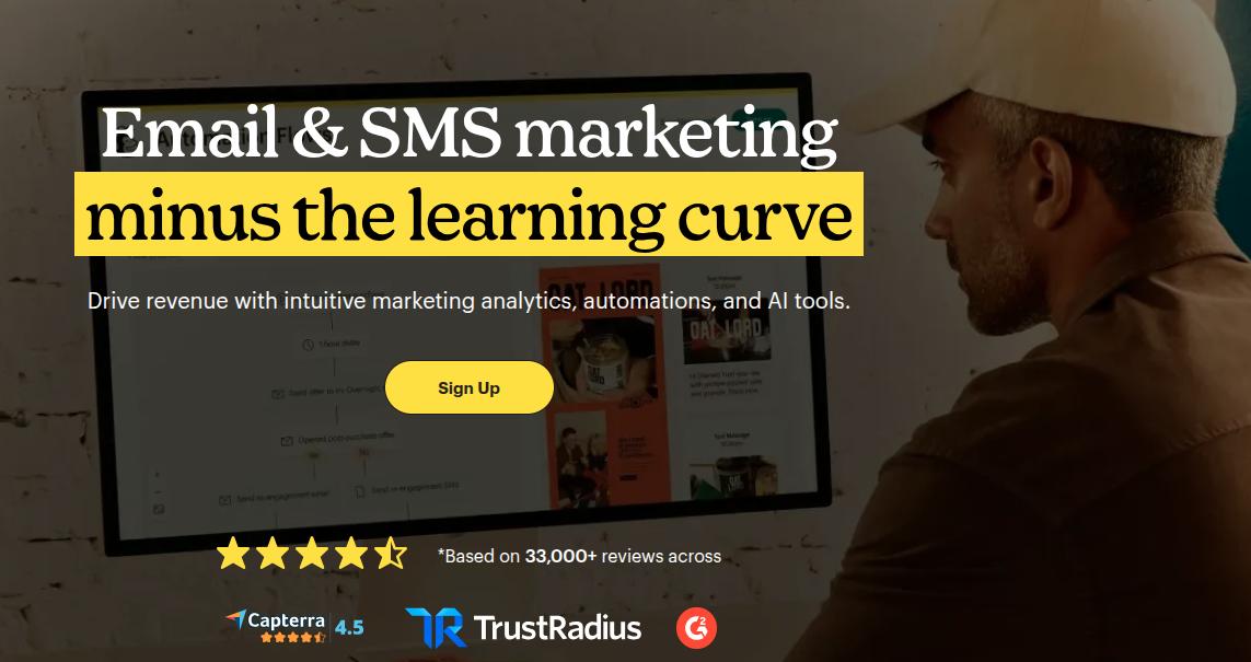 Mailchimp landing page.