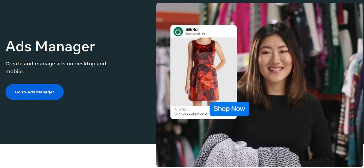 Meta Ads Manager landing page.