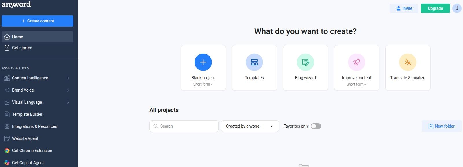 Anyword main interface.
