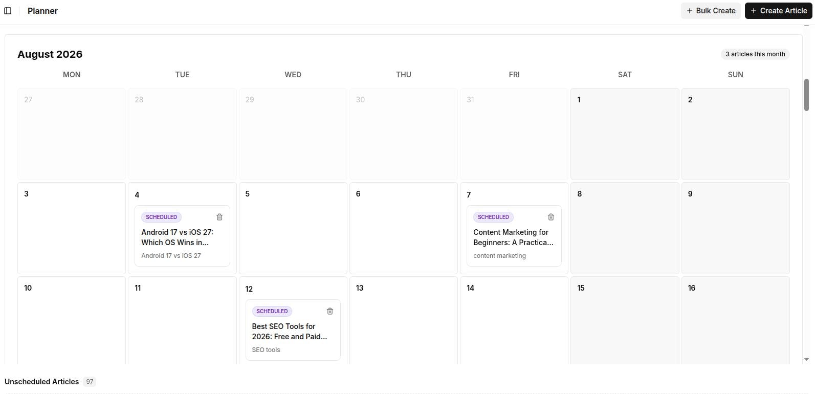 Content scheduling and planner - Contentpen.ai.