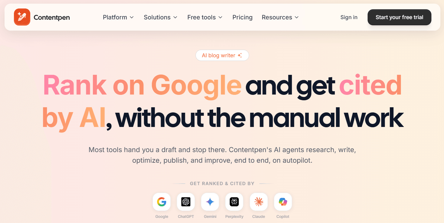 Contentpen landing page.