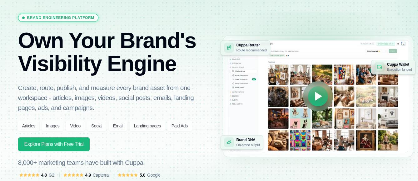 Cuppa AI landing page.