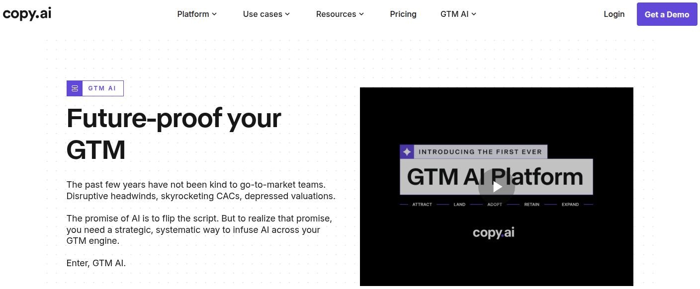 Copy.ai GTM AI features.