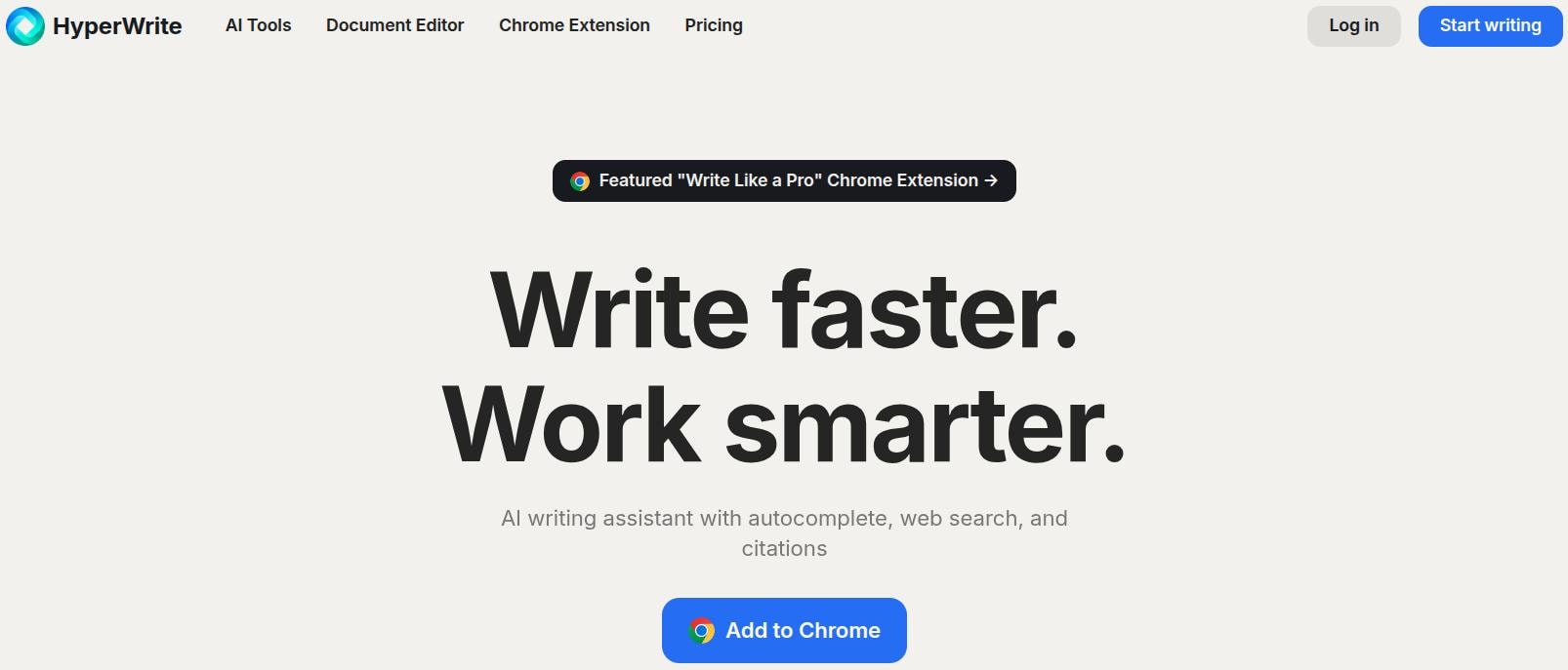 HyperWrite landing page.