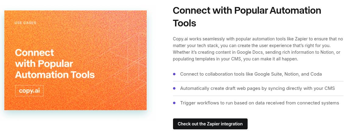 Copy.ai integrations 2026.