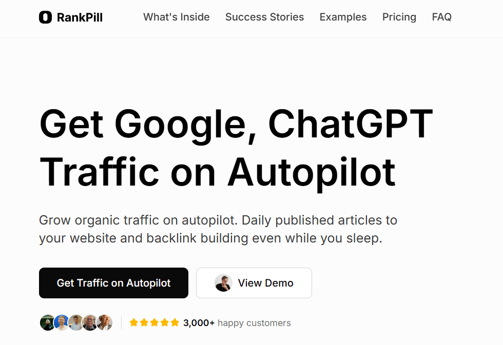 RankPill landing page.