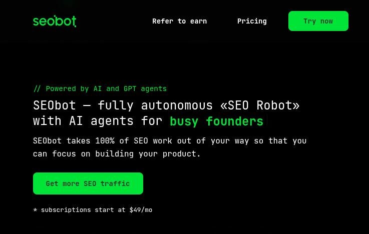 SEObot landing page.
