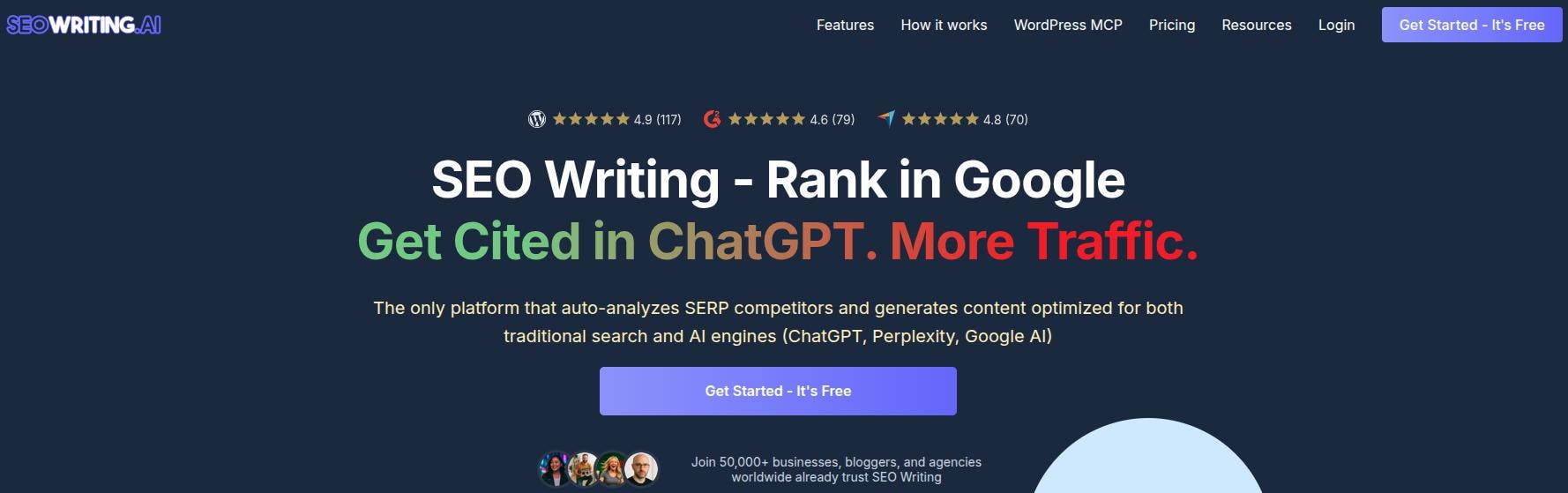 SEOwriting.ai landing page.