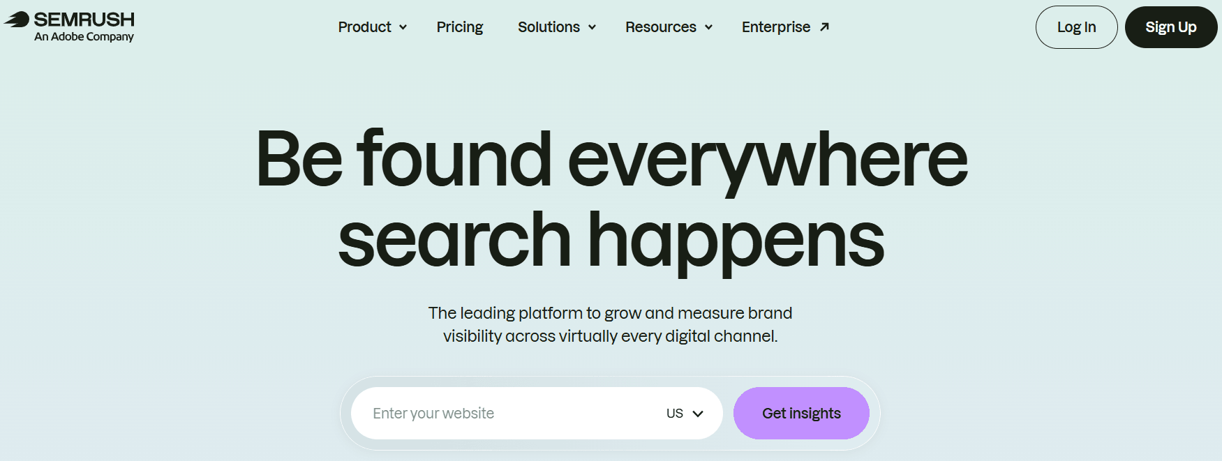 Semrush landing page.