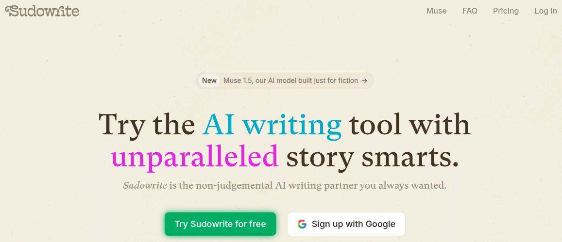Sudowrite landing page.