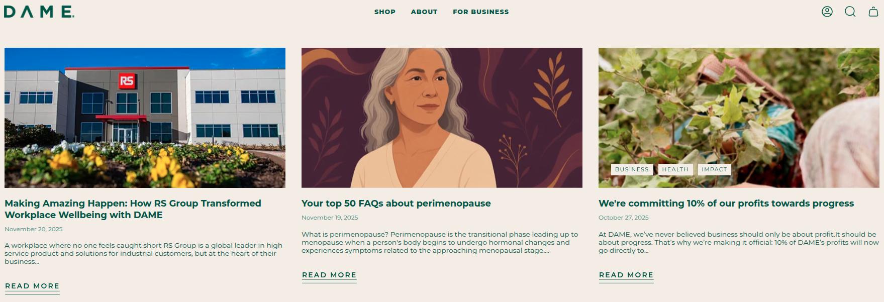 DAME e-commerce blog.