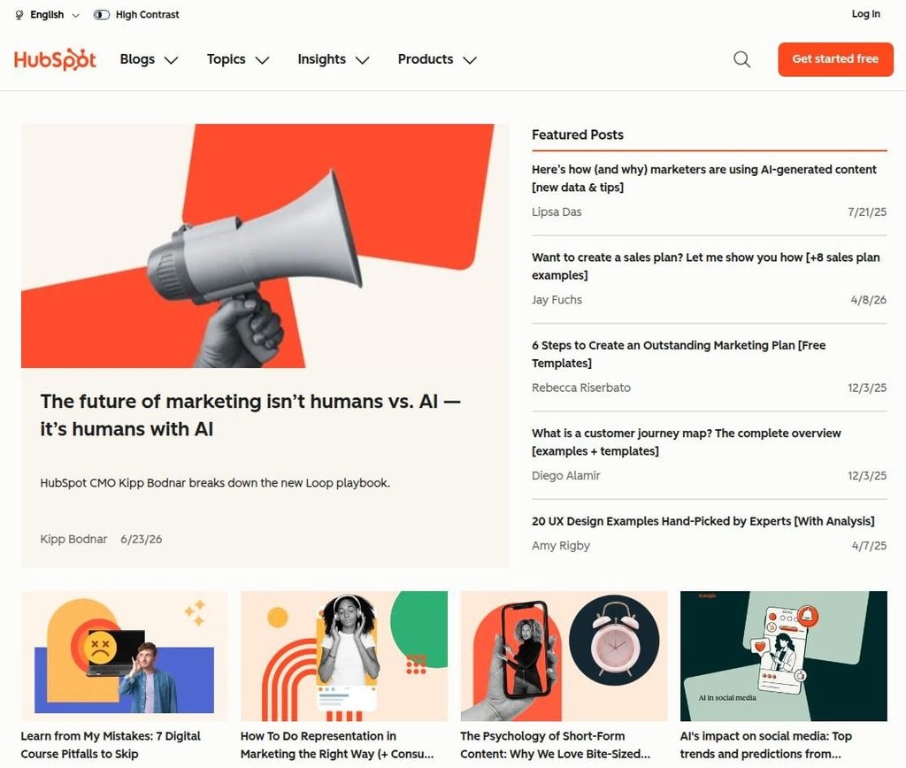 HubSpot corporate blog example.