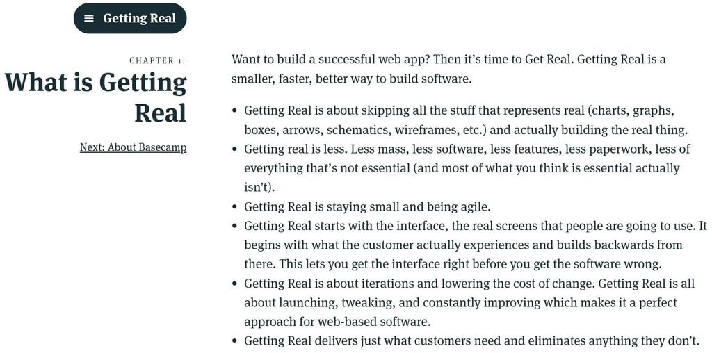 Basecamp blog example.