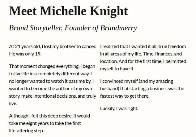 Michelle Knight personal bio example.