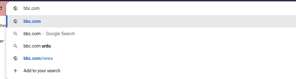 type a url, such as 'bbc.com.'