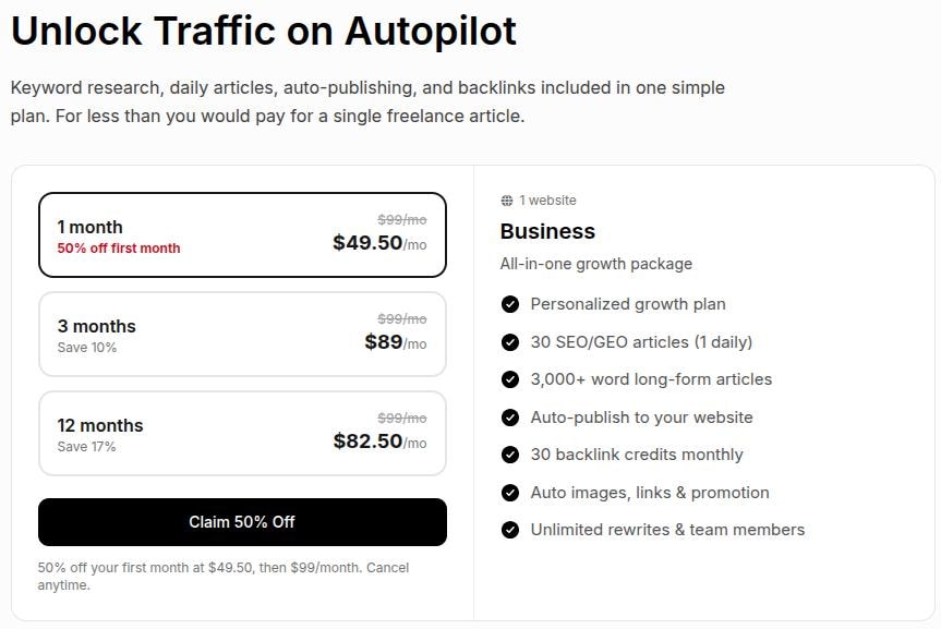 RankPill pricing details.