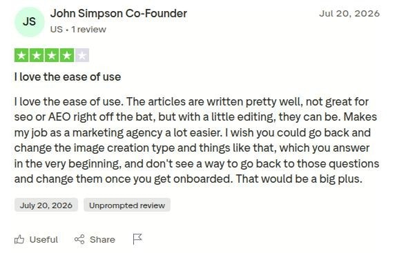 Another user, John, discussing that Soro doesn't allow you to change settings once set during onboarding.