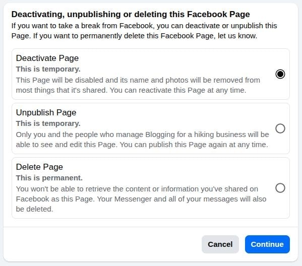 Deactivate, unpublish, or delete your Page from the 'Access and Control' settings.