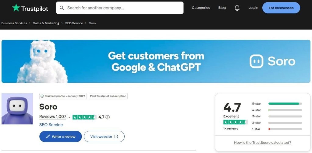 Soro Trustpilot reviews.
