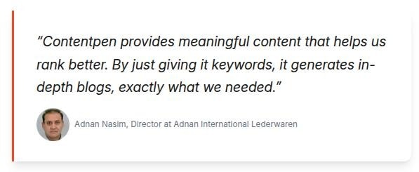 Director of Adnan International Lederwaren explaining how Contentpen automated their content workflow to save time and resources.